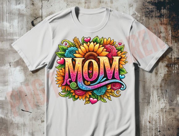 Mom Png, Mama Flowers Png, Mom Glitter Graphic T-shirt Designs By DeeNaenon