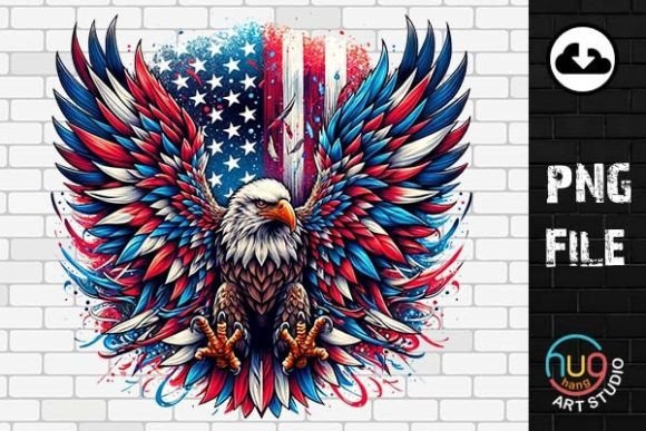 Patriotic Eagle USA Flag 4th of July PNG Graphic T-shirt Designs By HugHang Art Studio