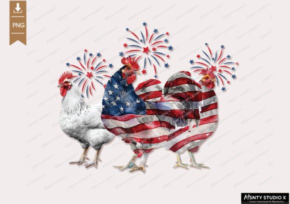 Patriotic USA Chicken, American 4th of J Gráfico Plantillas Gráficas Por SVG by MsntystudioX