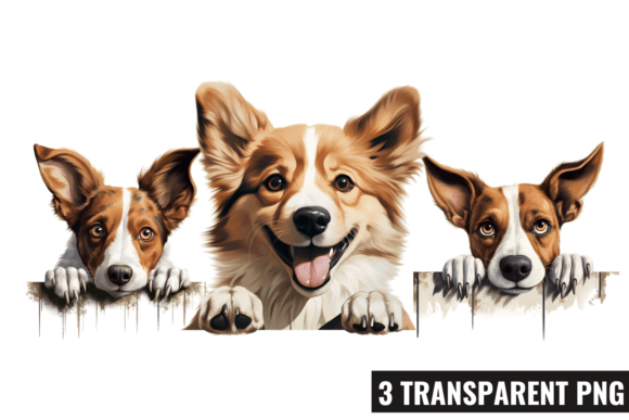 Peeking Dog Collection Clipart Grafica Illustrazioni Stampabili Di CraftArt