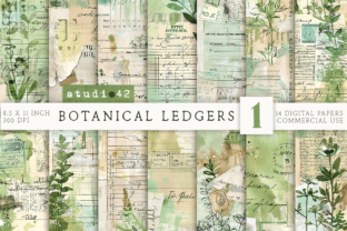 Printable Botanical Ledger Papers Graphic Backgrounds By DreamStudio42 1