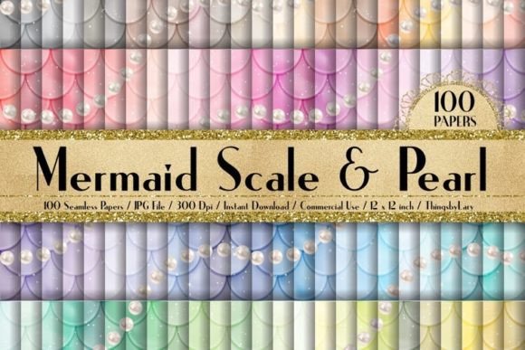 Seamless Pearl Mermaid Scale Papers Grafik Papier-Muster Von ThingsbyLary