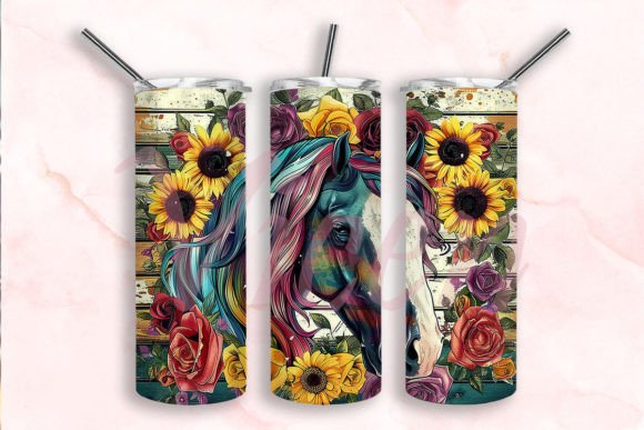 Sunflower Horse Western Tumbler Wrap Png Graphic Crafts By Vicen