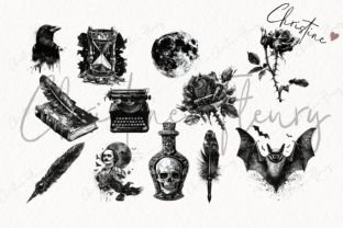 Tortured Poet Clipart, Gothic PNG Graphic Illustrations By Christine Fleury 4
