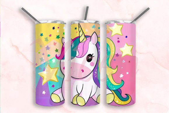 Unicorn Little Girl Kids Tumbler Wrap Graphic Crafts By Vicen