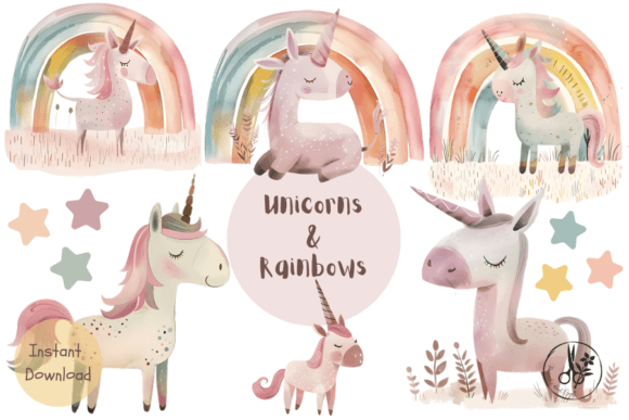 Unicorns and Rainbows Grafik KI Grafiken Von Passionateaboutcraft