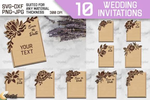 Wedding Invitations Laser Cut Bundle Graphic 3D SVG By Digital Idea