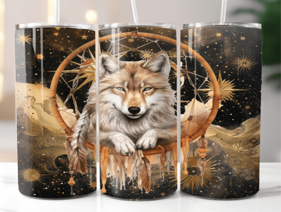 Wolf Dreamcatcher 20oz Tumbler Wrap Grafica Tumbler Wraps Di Loris Digital Prints