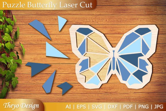 3D Butterfly Puzzle SVG Laser Cut Gráfico SVG 3D Por Theyo Design