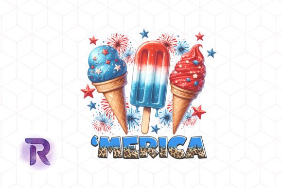 4th of July America Ice Cream PNG Graphic Print Templates By Revelin