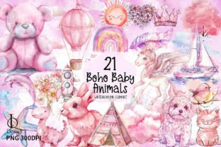 Boho Baby Animals Clipart PNG Graphics Grafica Illustrazioni Stampabili Di LQ Design 1