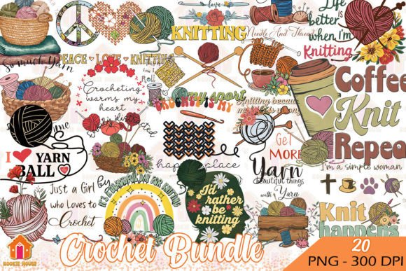 Crochet Bundle Clipart PNG Graphic Crafts By Kookie House