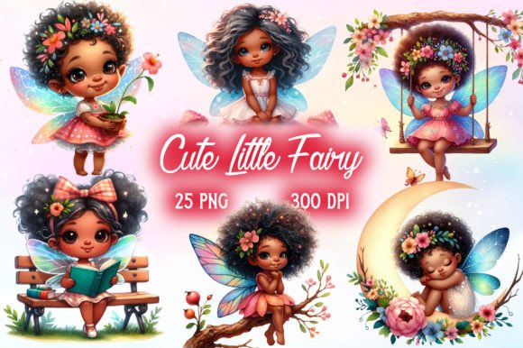 Cute Little Fairy Sublimation Clipart Graphic Illustrations By LiustoreCraft