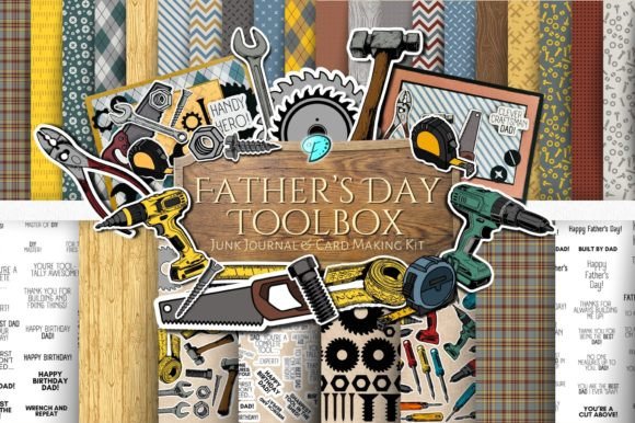 Fathers Day Toolbox Card Making Kit Gráfico Objetos Gráficos de Alta Qualidade Por Emily Designs