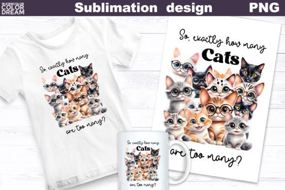 Funny Cats Sublimation Graphic T-shirt Designs By WatercolorColorDream