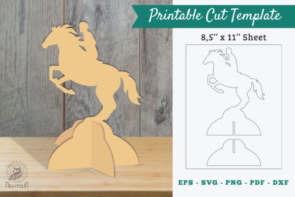 Horse Riding Printable Cut Template Graphic Crafts By NightSun