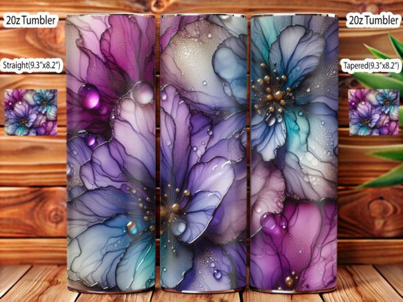 Iridescent Lilac Flowers Tumbler Wrap Illustration Tumbler Wraps Par IRSHOP