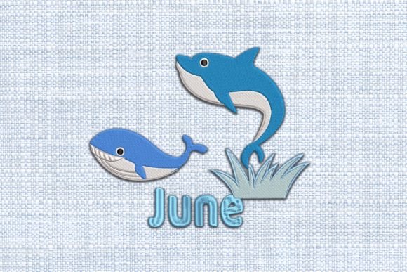 June, Sea, Dolphin and Whale Summer Embroidery Design By Memo Design