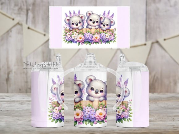 Koala 12 Oz Kids Sippy Cup Wrap PNG Graphic Print Templates By TheWhimsySubHub