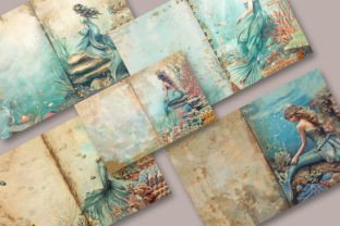 Mermaid Junk Journal Pages Graphic Backgrounds By mirazooze 2
