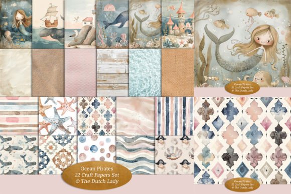 Ocean Pirates Craft Paper Set Graphic AI Graphics By daphnepopuliers