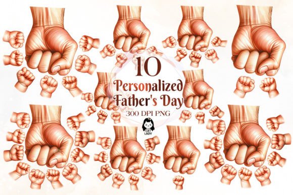 Personalized Father's Day Fist Bump Set Graphic Illustrations By Cat Lady