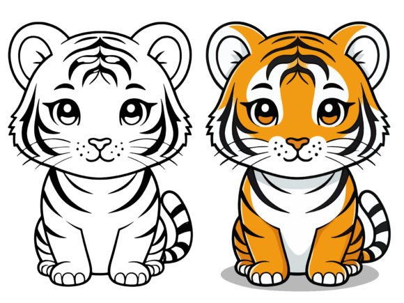 Tiger Cartoon Character Cute Graphic Illustrations By kookkaicartoon