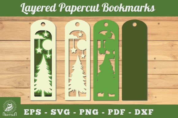 Tree Layered Bookmark SVG Gráfico Manualidades Por NightSun