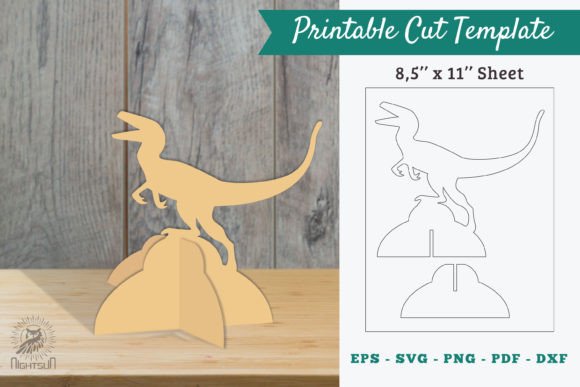 Velociraptor Printable Cut Template Graphic Crafts By NightSun
