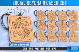 Zodiac Keychain Laser Cut Design Bundle Grafik Plotterdateien Von flydesignsvg 1