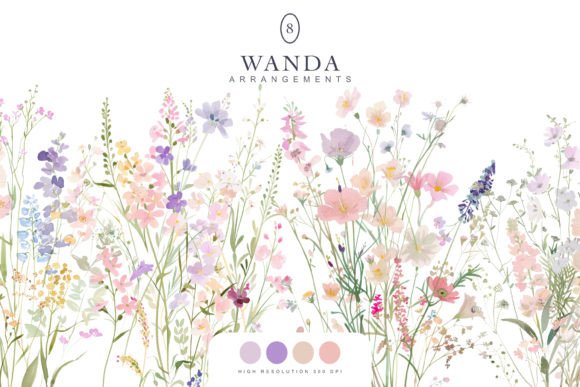 Watercolor Meadow Flowers Clipart Set Graphic Illustrations By Patishop Art