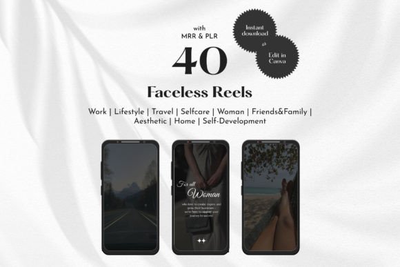 40 Faceless Reels | Girlboss Videos Illustration Modèles pour les Réseaux Sociaux Par studio.digicraft