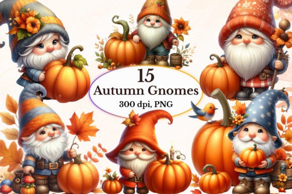 Autumn Gnomes Clipart Bundle Grafik Druckbare Illustrationen Von craftvillage