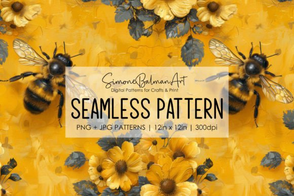 Bees and Flowers Seamless Pattern 17 Graphic Patterns By Simone Balman Art