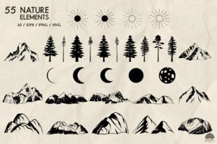Camping, Forest and Mountains Line Art Graphic Illustrations By HappyWatercolorShop 14