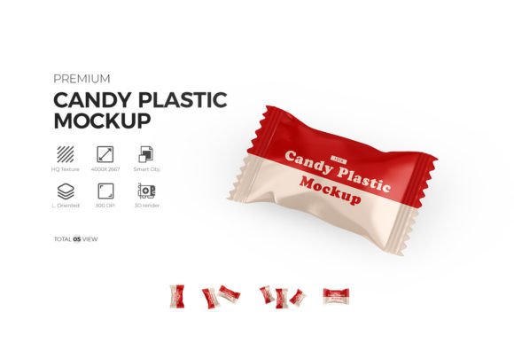 Candy Plastic Pack Mockup Illustration Maquettes de Produits Conçues sur Mesure Par RAM Studio