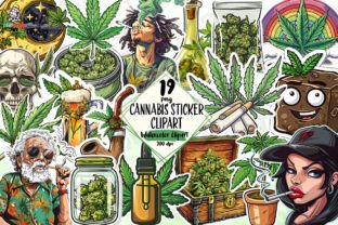 Cannabis Sticker Clipart PNG Graphic Illustrations By COW.design 1
