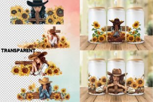 Cowgirl Praying 16 Oz Glass Can Wrap Graphic AI Generated By DenizDesign 4