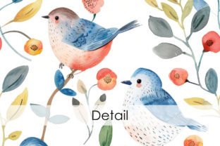 Cute Watercolor Birds Seamless Pattern Graphic Patterns By Simone Balman Art 3