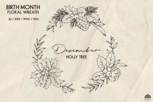 December Birth Month Flower Wreath SVG Graphic Illustrations By HappyWatercolorShop 2