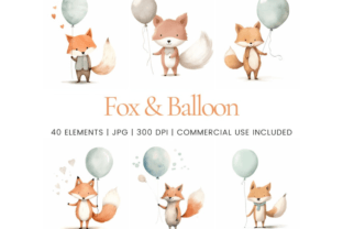 Fox & Balloon Clipart Grafik KI Grafiken Von Ikota Design 1