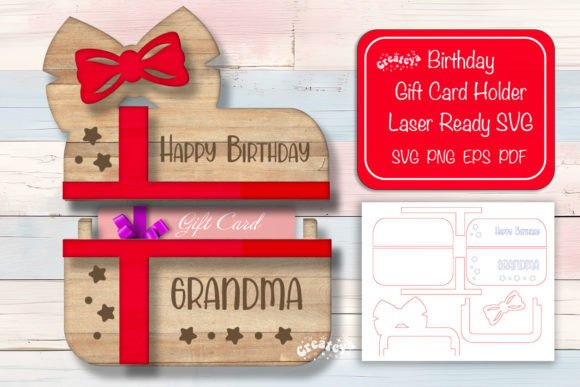 Grandma Birthday Gift Card Holder Laser Grafika Rękodzieła Przez Createya Design