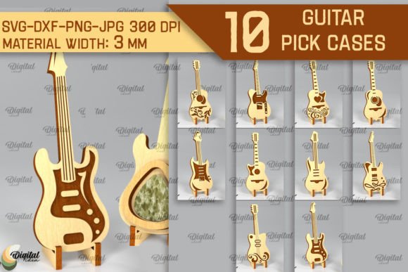 Guitar Pick Holders Laser Cut Bundle Gráfico SVG 3D Por Digital Idea