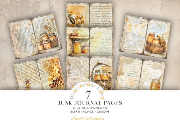 Honey Bee Junk Journal Summer Paper Graphic Illustrations By Watercolour Lilley