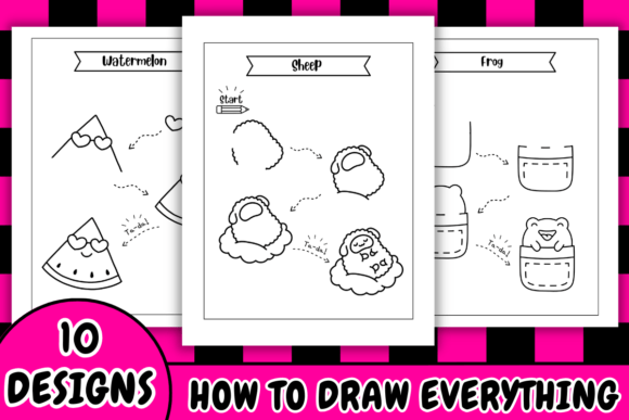 How to Draw Step-by-Step Coloring Pages Gráfico Interiores KDP Por Kalilaart