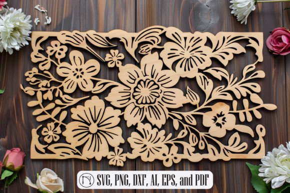 Laser Cut Floral Panel SVG Cut File Graphic 3D SVG By NGISED
