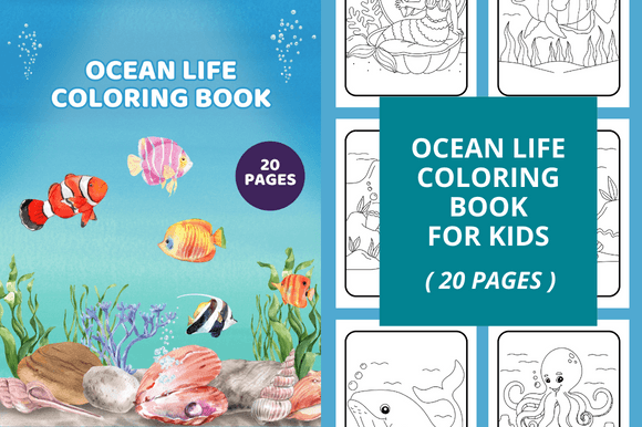 Ocean Life Coloring Pages for Kids Graphic Coloring Pages & Books By FolieDesign