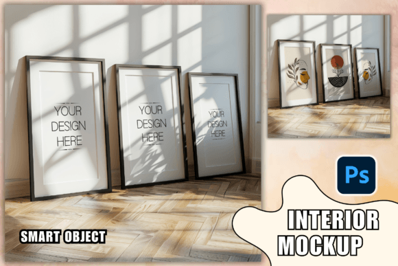 PSD Frame Mockup Set of 3 Frame Mockups Graphic Product Mockups By LostDeLucky