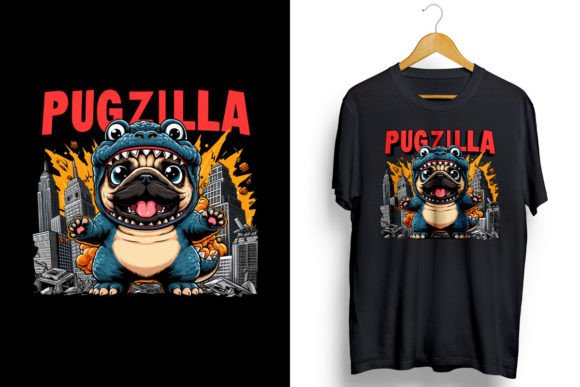 Pugzilla Funny Dog PNG Sublimation Graphic T-shirt Designs By ORMCreative