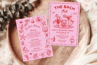 The Bach Club Bachelorette Invitation Illustration Modèles d'Impression Par perfumely1999 2